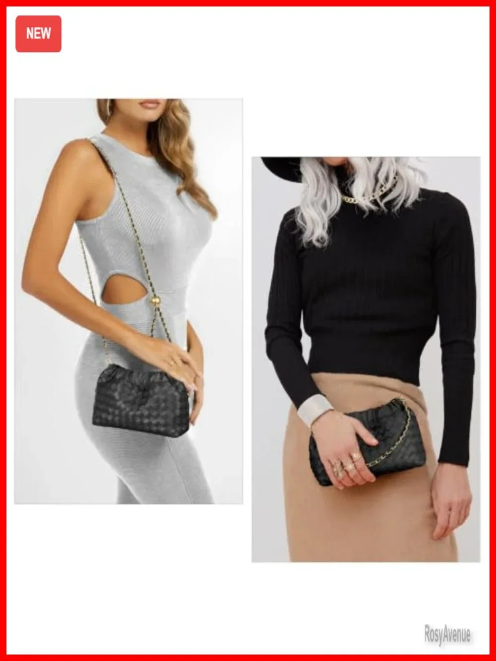 Woven Faux Leather Crossbody Bag, Evening Purse, Dumpling Clutch Hobo Shoulder